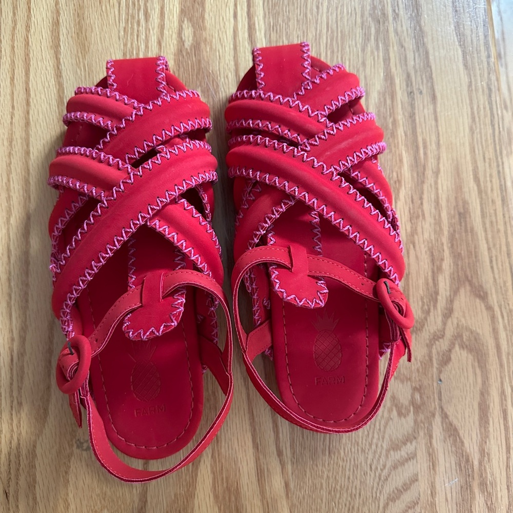 Farm Rio Red Strappy Sandals